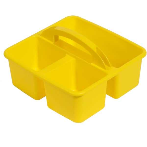 Deflecto Antimicrobial Kids Storage Caddy - 3 Compartment(s) - 5.34in Height x 9.37in Width x 9.32in Depth - Antimicrobial, Lightweight, Portable, Mold Resistant, Mildew Resistant, Durable, Washable, Stackable - Yellow - Polypropylene - 1 Each