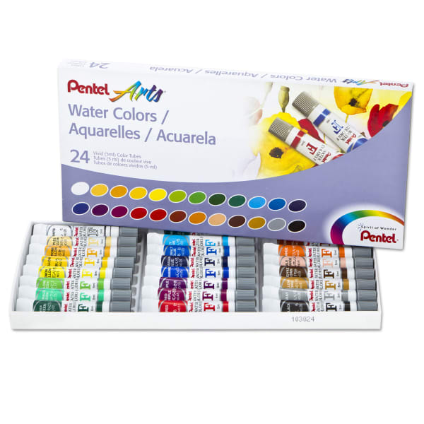 Pentel Watercolor Paints, 4.05 Oz, Set Of 24 Tubes