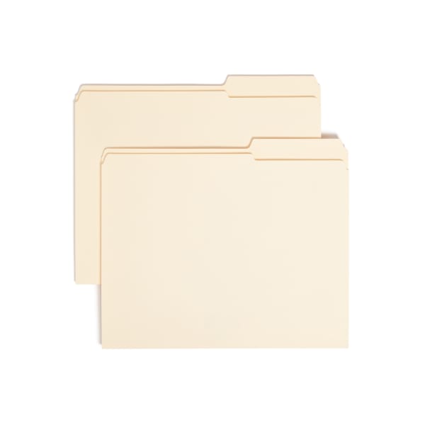 Smead Reinforced Tab Guide-Height File Folders, Letter Size, 2/5 Cut, Right Position, Manila, Box Of 100