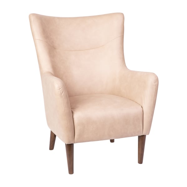 Flash Furniture Connor Traditional Wingback Accent Chair, Commercial Grade Faux Leather Upholstery and Wooden Frame and Legs, Light Brown