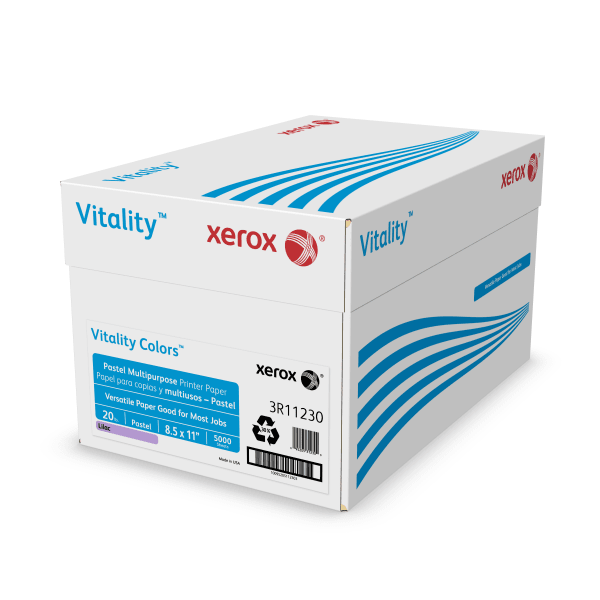 Xerox Vitality Colors Pastel Multi-Use Printer & Copy Paper, 10 Reams, Lilac, Letter (8.5in x 11in), 5000 Sheets Per Case, 20 Lb, 30% Recycled
