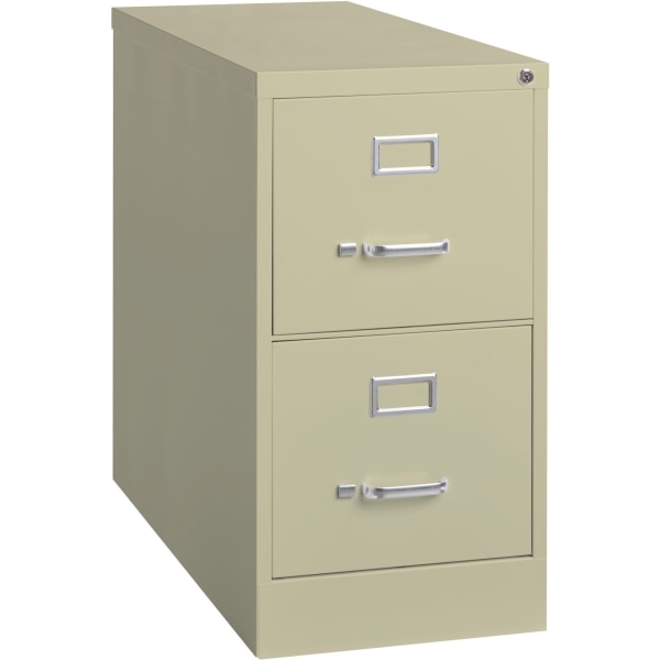 Lorell Fortress 26-1/2inD Vertical 2-Drawer Letter-Size File Cabinet, Putty