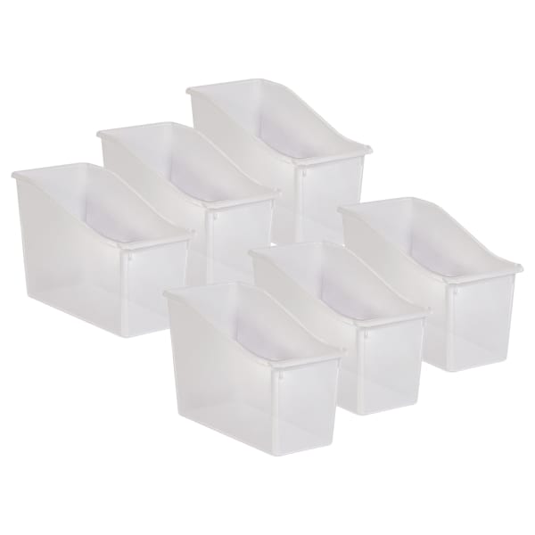 Teacher Created Resources Plastic Book Bins, 7-1/2inH x 11-3/8inW x 5-1/2inD, Clear, Pack Of 6 Bins