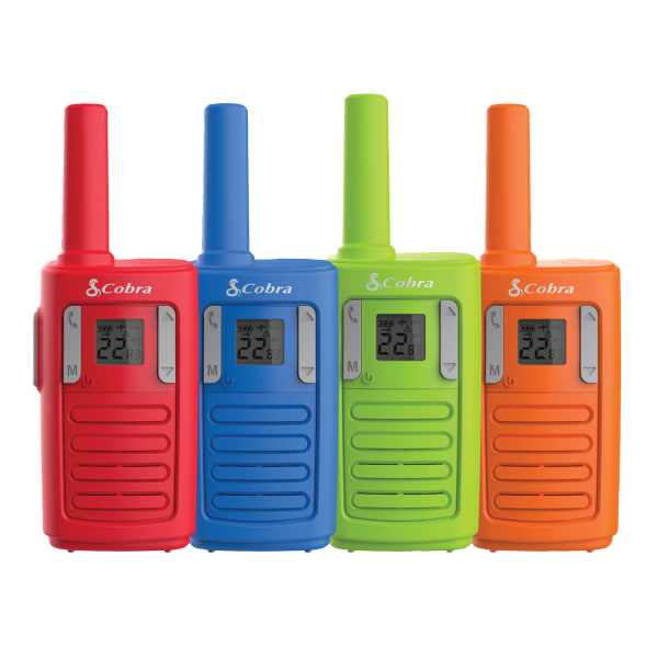 Cobra Kid-Friendly 22-Channel Walkie Talkie, Multiple Colors, 4-Pack