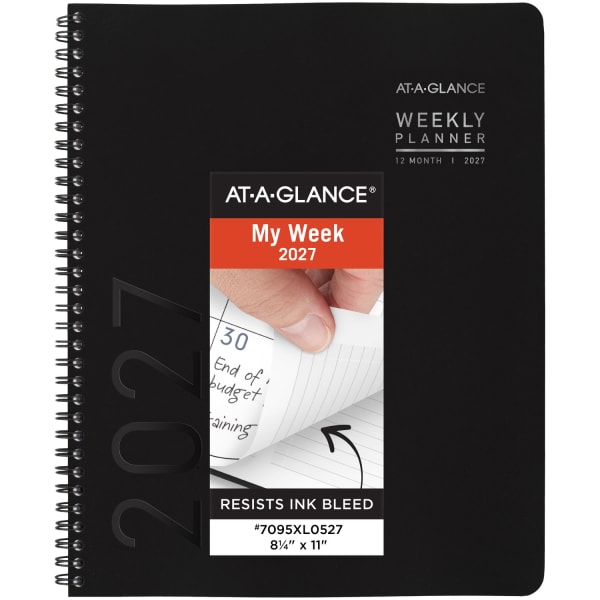 AT-A-GLANCE Contemporary Lite 2027 Weekly Monthly Planner, Black, Large, 8 1/4in x 11in