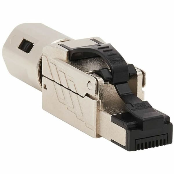 Tripp Lite Cat6a RJ45 Plug MPTL Shielded 100W High-Power PoE & PoE++ Zinc Die-Cast Black TAA - 1x RJ-45 Male, 1x 110-punchdown - Black - TAA Compliant