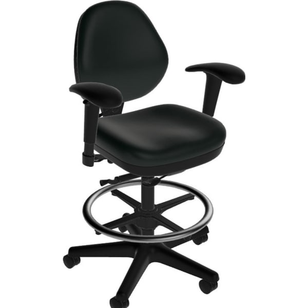 Sitmatic GoodFit Faux Leather Low-Back Stool, Multifunction, 46 1/2inH, Black