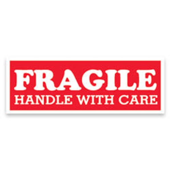 Tape Logic Preprinted Shipping Labels, SCL203, "Fragile Handle With Care," 1 1/2in x 4in, Red/White, Pack Of 500
