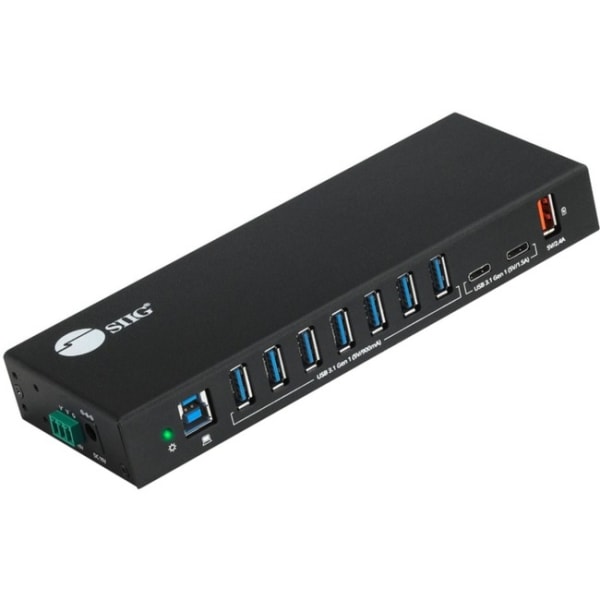 SIIG 10 Port Industrial USB 3.1 Gen 1 Hub with Dual USB-C & 65W Charging - 5Gbps Data Transfer Rates - IDUS0811S1