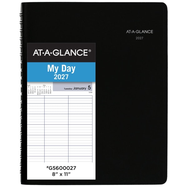 AT-A-GLANCE DayMinder 2027 Four Person Daily Appointment Book, Black, Large, 8in x 11in