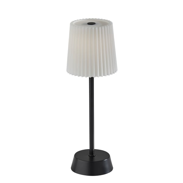 Adesso Bobby Cordless LED Indoor/Outdoor Table Lamp, 14inH, Off-White Shade/Black Base