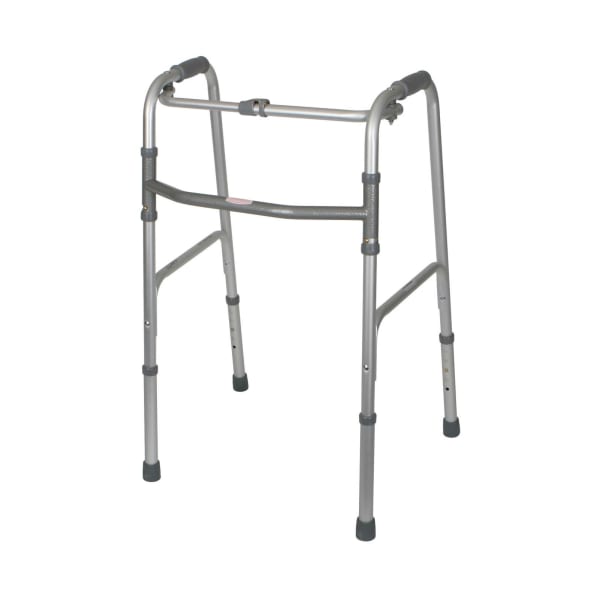 Medline Adult 1-Button Adjustable Aluminum Folding Walker, 25in - 32in