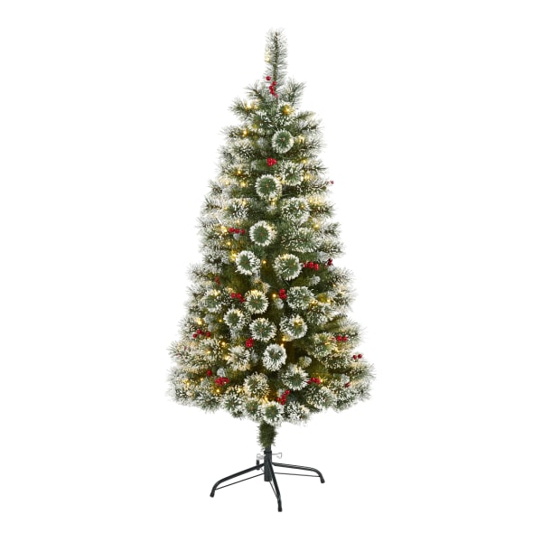 Nearly Natural Frosted Swiss Pine Artificial Christmas Tree, 5ft
