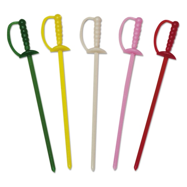 AmerCareRoyal Sword Picks, 3-1/4in, Assorted Colors, Carton Of 10,000 Picks