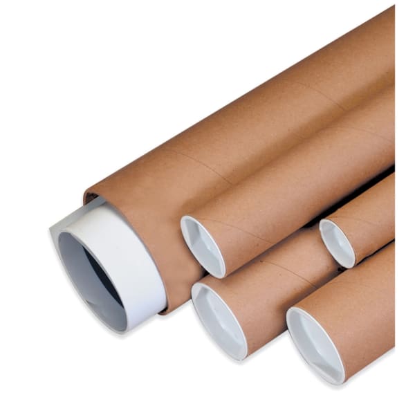 Office Depot Brand Kraft Mailing Tubes With Plastic Endcaps, 2in x 24in, Pack Of 50