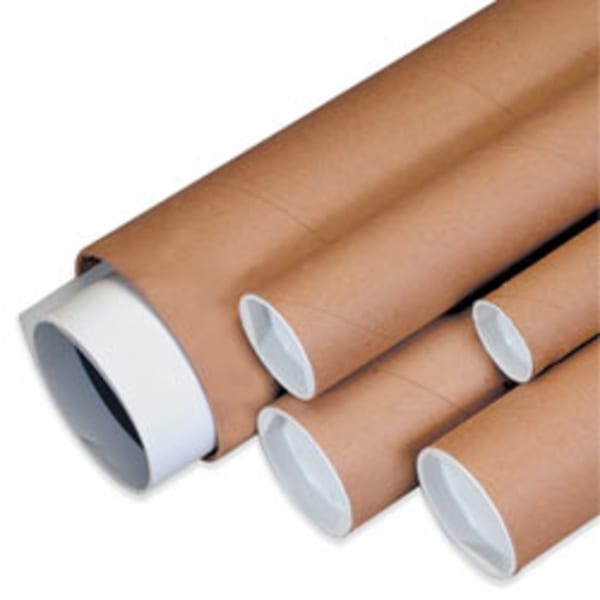 Partners Brand Kraft Mailing Tubes With Plastic Endcaps, 2 1/2in x 36in, Pack Of 34