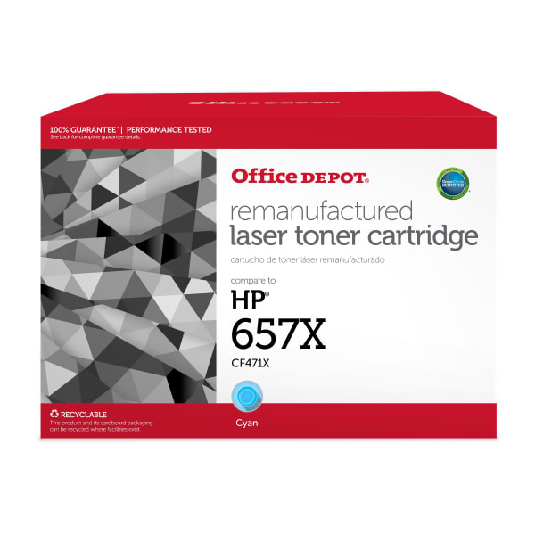 Office Depot Remanufactured Cyan High Yield Toner Cartridge Replacement For HP 657X, OD657XC