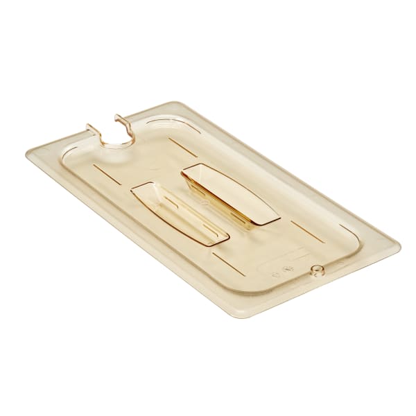 Cambro H-Pan High-Heat GN 1/3 Notched Covers With Handles, 1inH x 6-7/8inW x 12-3/4inD, Amber, Pack Of 6 Covers