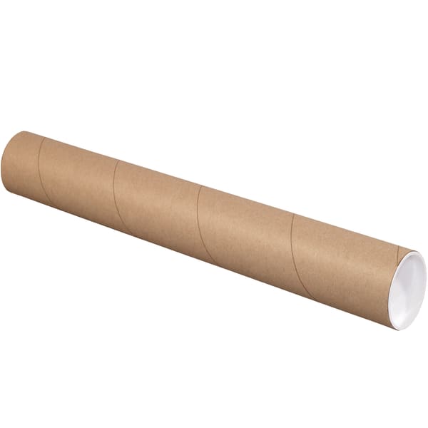 Office Depot Brand Kraft Mailing Tubes With Plastic Endcaps, 3in x 24in, Pack Of 24