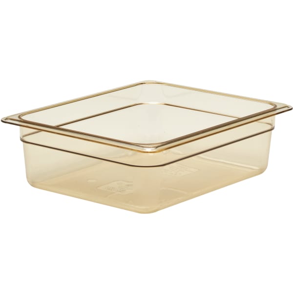 Cambro H-Pan High-Heat GN 1/2 Food Pans, 4inH x 10-7/16inW x 12-3/4inD, Amber, Pack Of 6 Pans