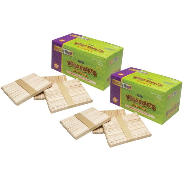 Creativity Street Regular Craft Sticks, 4-1/2in x 3/8in, Natural, 1000 Sticks Per Pack, Set Of 2 Packs