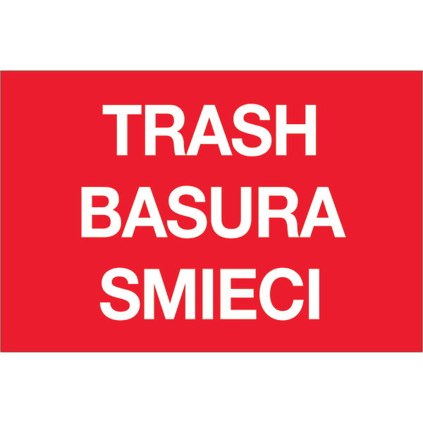 Tape Logic Preprinted Special Handling Labels, DL1311, Trash/Basura/Smieci, Rectangle, 2in x 3in, Red, Roll Of 500