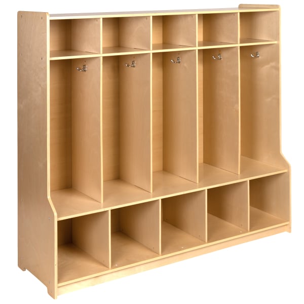Flash Furniture Wooden School Coat Locker, 48inH x 48inW x 15inD, Natural