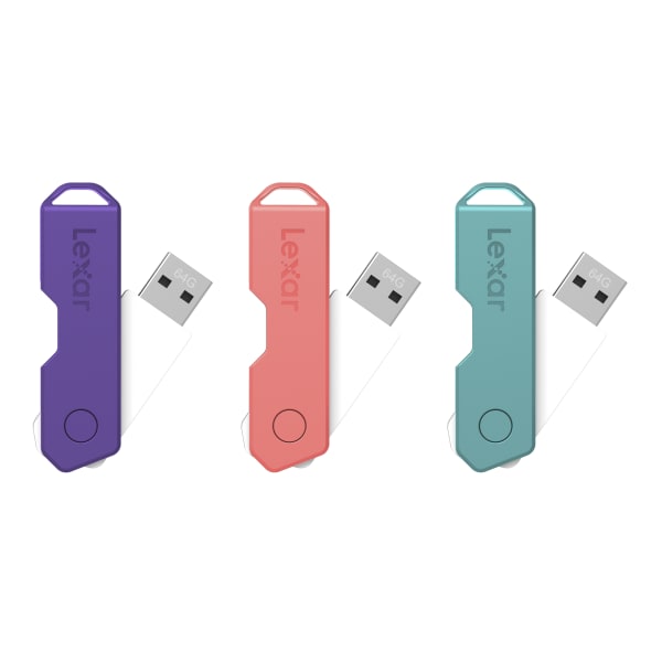 Lexar JumpDrive TwistTurn2 USB 2.0 Flash Drive, 64GB, Assorted Colors, LJDTT2-64GABOD20