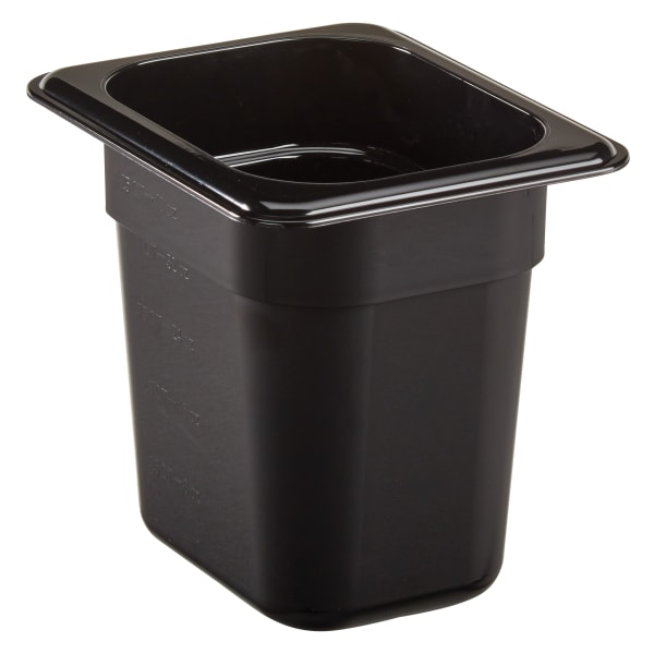 Cambro Camwear GN 1/8 Size 6in Food Pans, 6inH x 4-1/4inW x 6-5/16inD, Black, Set Of 6 Pans