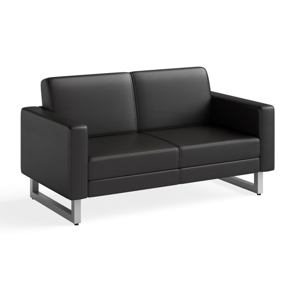 Safco Mirella Lounge Settee, Black/Silver