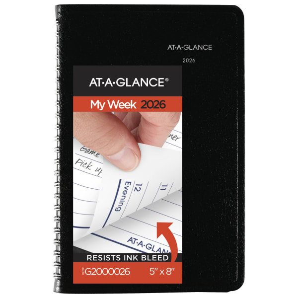 AT-A-GLANCE DayMinder 2026 Weekly Appointment Book Planner, Black, Small, 5in x 8in
