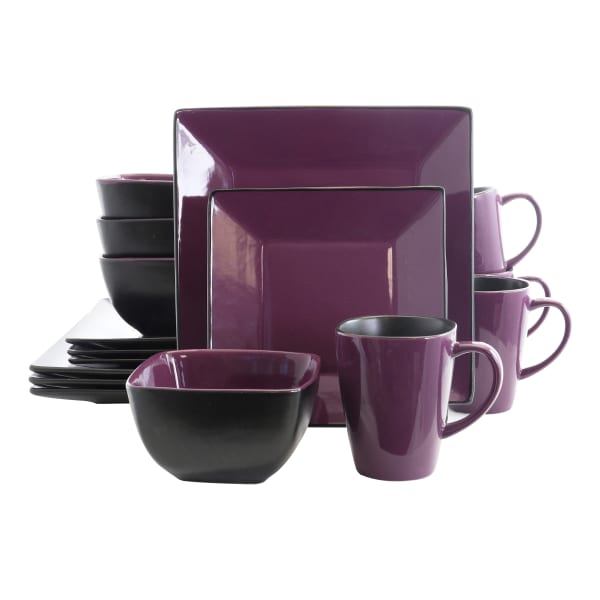 Elama 16-Piece Stoneware Dinnerware Set, Mulberry Loft