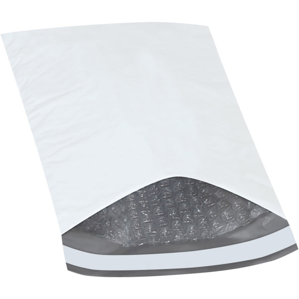 Partners Brand Bubble-Lined Poly Mailers, 6 1/2in x 10in, White, Box Of 250