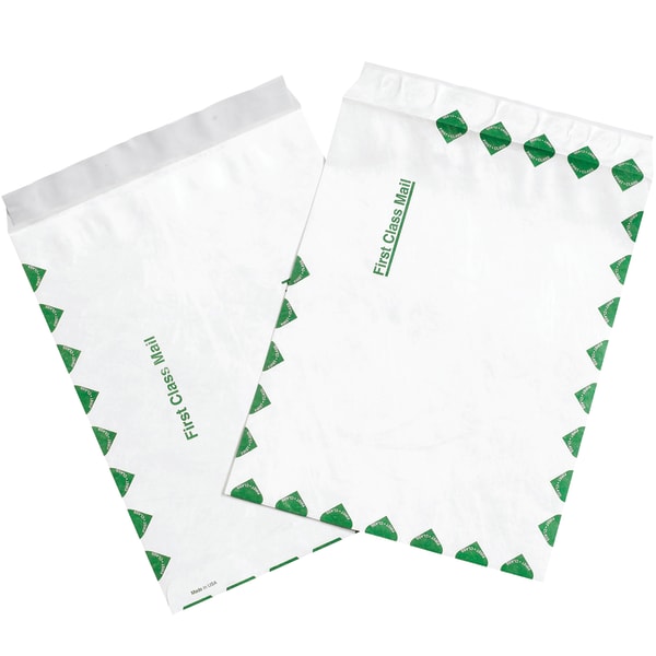 Tyvek Envelopes, 9in x 12in, End Opening, First-Class White, Pack Of 100