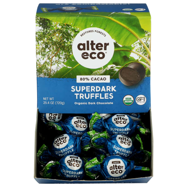 Alter Eco Organic Truffles, Super Dark Chocolate, 0.42 Oz, Total Qty 60