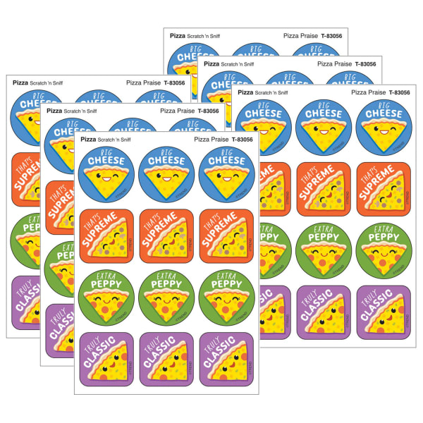TREND Stinky Stickers, Pizza Praise, Pizza Scent, 48 Per Pack, Set Of 6 Packs