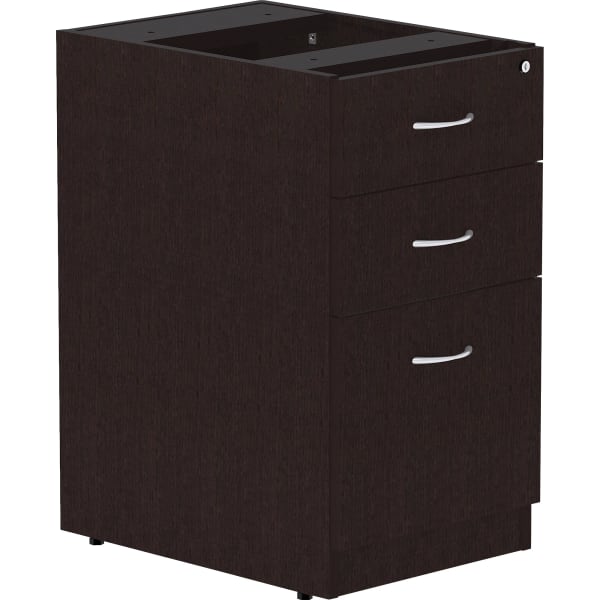 Lorell Essentials 22inD Vertical 3-Drawer Pedestal File Cabinet, Espresso