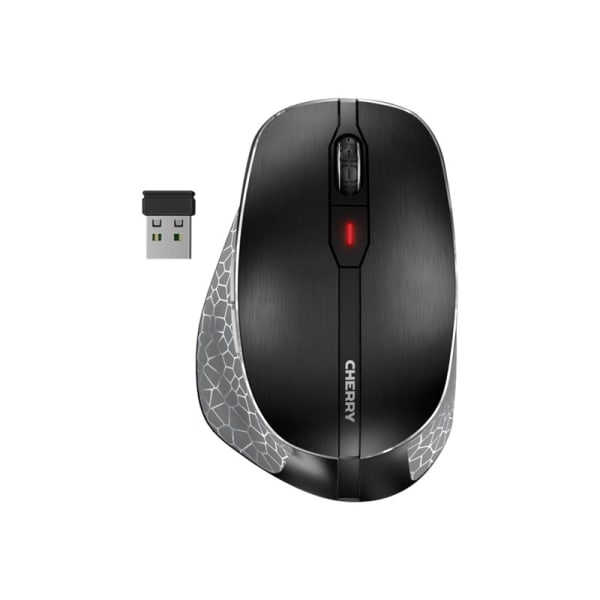 CHERRY MW 8C ERGO - Mouse - ergonomic - right-handed - optical - 6 buttons - wireless - 2.4 GHz, Bluetooth 4.0 - USB wireless receiver - black