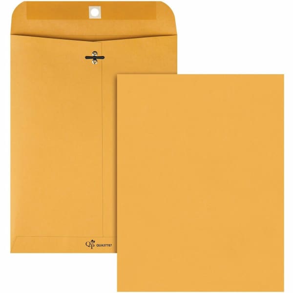 Quality Park 8-3/4 x 11-1/2 Extra Heavy-duty Clasp Envelopes - Clasp - 8 3/4in Width x 11 1/2in Length - 32 lb - Gummed - Cameo - Kraft - 100 / Box