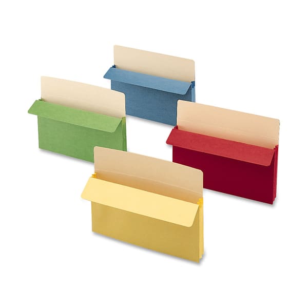 Smead Color Top-Tab File Pockets, Letter Size, 3 1/2in Expansion, Assorted Colors (No Color Choice), Box Of 25
