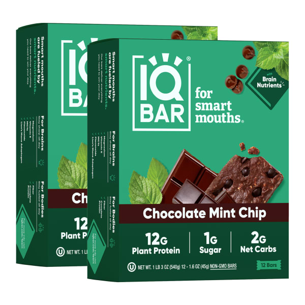 IQ BAR Chocolate Mint Chip Bars  24 1.6 oz