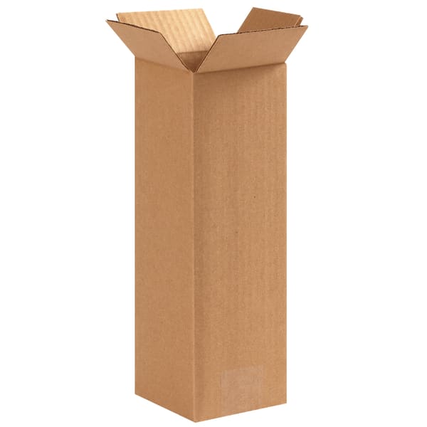 Partners Brand Tall Corrugated Boxes, 4in x 4in x 12in, Kraft, Pack Of 25