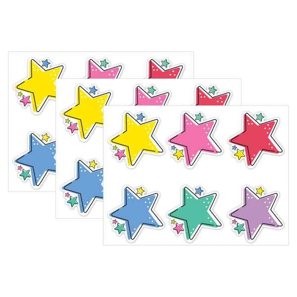 Creative Teaching Press Designer Cut-Outs, 6in, Star Bright Stars, 36 Cut-Outs Per Pack, Bundle Of 3 Packs