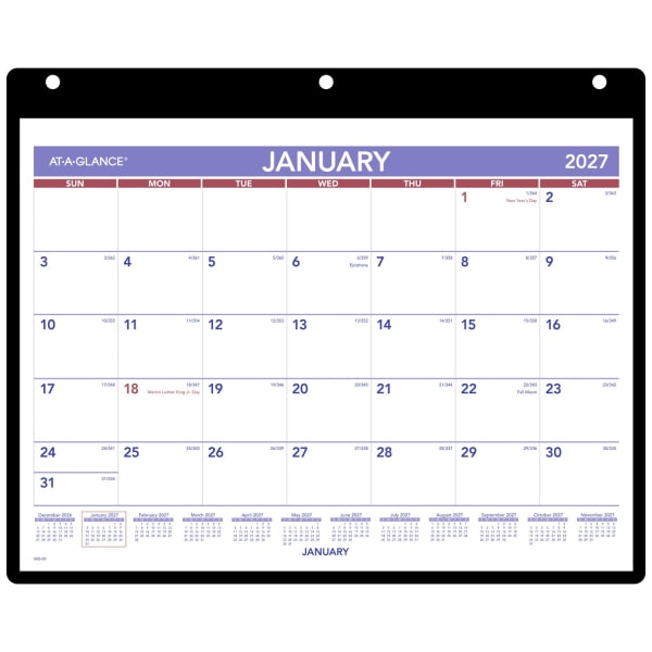AT-A-GLANCE 2027 Monthly Desk Wall Calendar with Jacket, Small, 11in x 8in