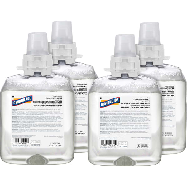Genuine Joe Green Certified Soap Refill - Fragrance-free Scent - 1.32 quart - Hand, Skin - Clear - 4 / Carton