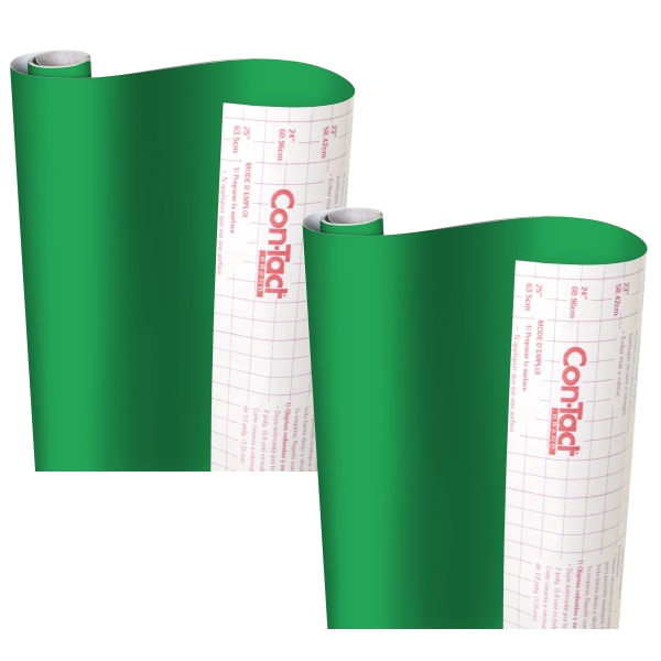 Con-Tact Brand Self-Adhesive Creative Covering, Green, 18in x 16', Pack Of 2 Coverings