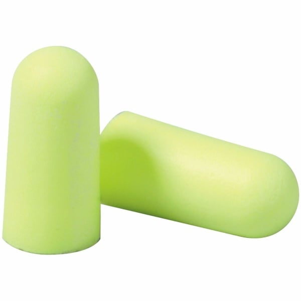 E-A-R Noise Protection Polyurethane Foam Disposable Uncorded Earplugs, Neon Yellow, Box Of 200 Earplugs