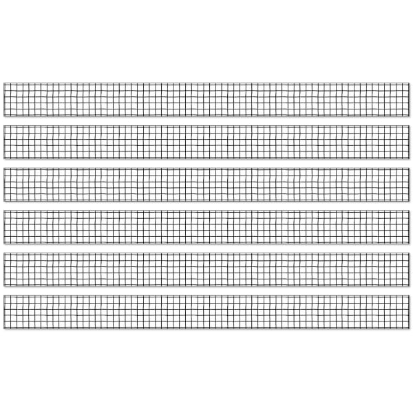 Carson Dellosa Education Happily Ever Elementary Creatively Inspired Straight Borders, Black & White Grid, 12 Borders Per Pack, Set Of 6 Packs