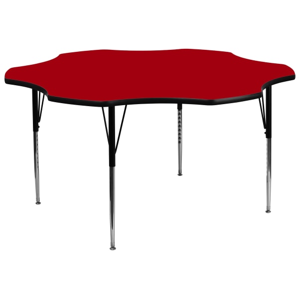 Flash Furniture Flower Thermal Laminate Activity Table With Height-Adjustable Legs, 30-1/8in x 60in, Red