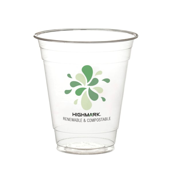 Highmark ECO Compostable Plastic Cups, 12 Oz, Clear, Pack Of 50